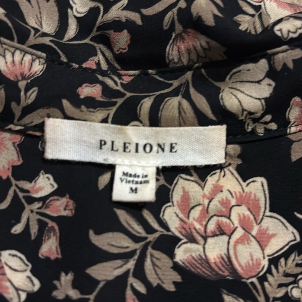 Pleione Black and Pink V Neck Long Sleeve Blouse Size M - Picture 5 of 8